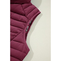 Burgundy Plush Collared Quilted Zipped Puffer Vest - 2XL thumbnail