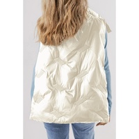 Azura Exchange White Quilted High Neck Zip Up Jacket Vest - XL thumbnail