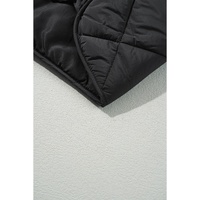 Black Quilted High Neck Button Up Pocket Vest Coat - M thumbnail
