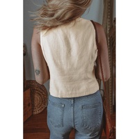 White Slim Fit Buttoned V Neck Vest - L thumbnail