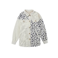 Apricot Leopard Print Detail Pocketed Corduroy Jacket - S thumbnail