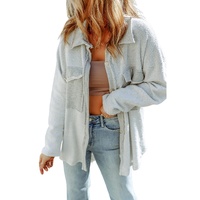 Azura Exchange Gray Contrast Flap Pockets Relaxed Shacket - L thumbnail