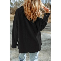 Black Contrast Flap Pockets Relaxed Shacket - L thumbnail