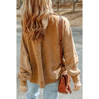 Khaki Vintage Washed Flap Pocket Button Shacket - L thumbnail