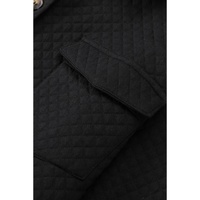 Black Retro Quilted Flap Pocket Button Shacket - L thumbnail