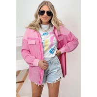Rose Mineral Washed Cotton Shacket - S thumbnail
