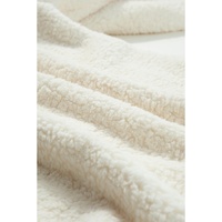Beige Contrast Flap Pocket Single Breasted Teddy Coat - L thumbnail