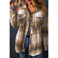 Multicolour Plaid Print Flap Pocket Button Up Shacket - M thumbnail