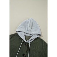 Jungle Green Oversized Corduroy Contrast Hooded Shacket - S thumbnail