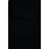Black Solid Color Corduroy Buttoned Long Sleeve Shacket - S thumbnail