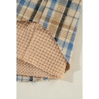 Ashleigh Blue Waffle Knit Patchwork Hooded Plaid Shacket - L thumbnail