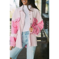 Delicacy Two-tone Color Exposed Seam Corduroy Shacket - XL thumbnail