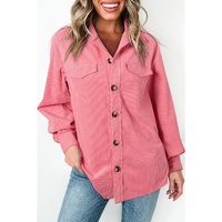 Bonbon Corduroy Flap Detail Button Up Split Shacket - L thumbnail