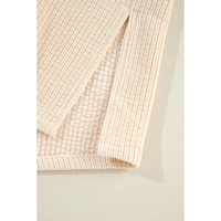 Oatmeal Corduroy Flap Pocket Button Up Shacket - M thumbnail