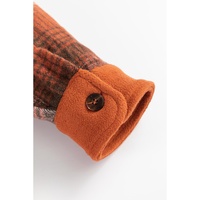 Khaki Colorblock Plaid Pattern Flap Pockets Buttoned Shacket - XL thumbnail