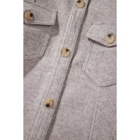 Light Grey Turn Down Collar Flap Pockets Buttoned Shacket - M thumbnail
