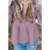 Plus Size Hooded Waffle Knit Top - 1X thumbnail