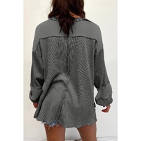 Dark Grey Plus Size Exposed Seam Crinkle Patchwork Top - 1X thumbnail