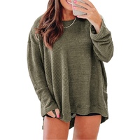 Moss Green Plus Size Textured Knit Long Sleeve Top - 1X thumbnail