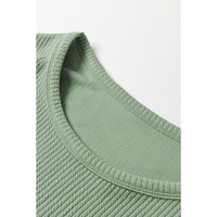 Clearly Aqua Plus Size Corded Knit Pocketed Crew Neck Top - 1X thumbnail