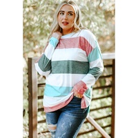 Green Plus Size Colorblock Pullover Top - 2X thumbnail