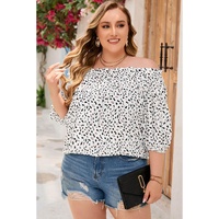 Cheetah Spotted Plus Size Off Shoulder Blouse - 1X thumbnail