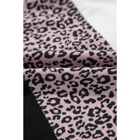 Black Leopard Print Colorblock V Neck Long Sleeve Plus Size Top - 2X thumbnail