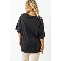 Black Checkerd DESERT DREAMS Printed Ripped Plus Size Tee - 1X thumbnail