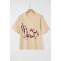 Parchment  Western Burro Cactus Crew Neck Graphic Tee - 1X thumbnail