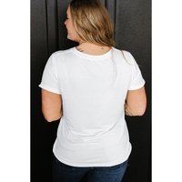 White Diverse Bowknot Printed Crew Neck Plus Size Tee - 1X thumbnail