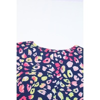 Plus Size Leopard Colorblock Short Sleeve Top - 1X thumbnail