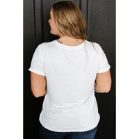 White Sequin American Flag Star Pattern Plus Size Tee - 3X thumbnail