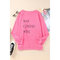 Pink May Contain Wine Crew Neck Plus Size Sweatshirt - 2X thumbnail