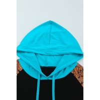 Black Western Print Color Block Plus Size Hoodie - 2X thumbnail