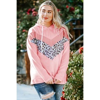 Pink Plus Size Taupe Chevron Hooded Top - 3X thumbnail