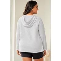 Gray Plus Size Kangaroo Pocket Henley Button Hoodie - 2X thumbnail
