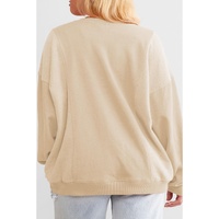 Apricot Loose Patchwork Crewneck Plus Size Sweatshirt - 2X thumbnail