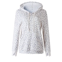 Printed Subtle Slit Plus Size Leopard Hoodie - 5X thumbnail
