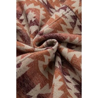 Red Plus Size Western Fashion Aztec Patterned Half Zip High Neck Hoodie - 4X thumbnail