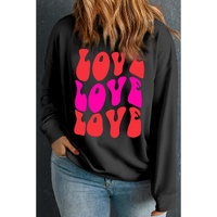 Black LOVE LOVE LOVE Valentines Graphic Plus Size Sweatshirt - 1X thumbnail