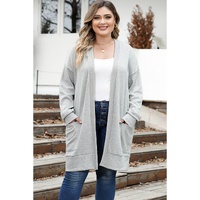Thermal Knit Pocketed Plus Size Cardigan - 1X thumbnail