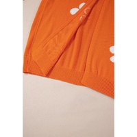 Orange Flower Pattern Drop Shoulder Plus Size Cardigan - 1X thumbnail