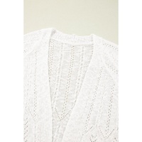 White Plus Size Eyelet Knit Open Front Cardigan - 1X thumbnail