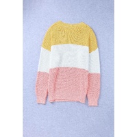Yellow Colorblock Bubble Sleeve Plus Size Sweater - 5X thumbnail
