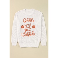 White Gobble Til You Wobble Pop Up Crochet Plus Size Sweater - 4X thumbnail
