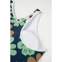Green Floral Printed Zipped Plus Size Two Pieces Bikini - 2X thumbnail