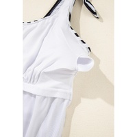 Black Stripe Plus Size Self Tie Straps O-Ring Waistband One Piece Swimsuit - 3X thumbnail