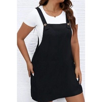 Black Solid Buttoned Straps Plus Size Overall Dress - 2X thumbnail
