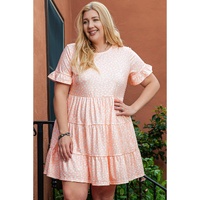 Pink Cheetah Print Tiered Ruffled Plus Size Dress - 1X thumbnail