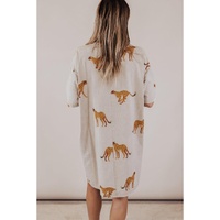 Apricot Plus Size Cheetah Print Side Pockets T Shirt Mini Dress - 4X thumbnail
